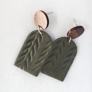 Handmade clay earrings Olive Green